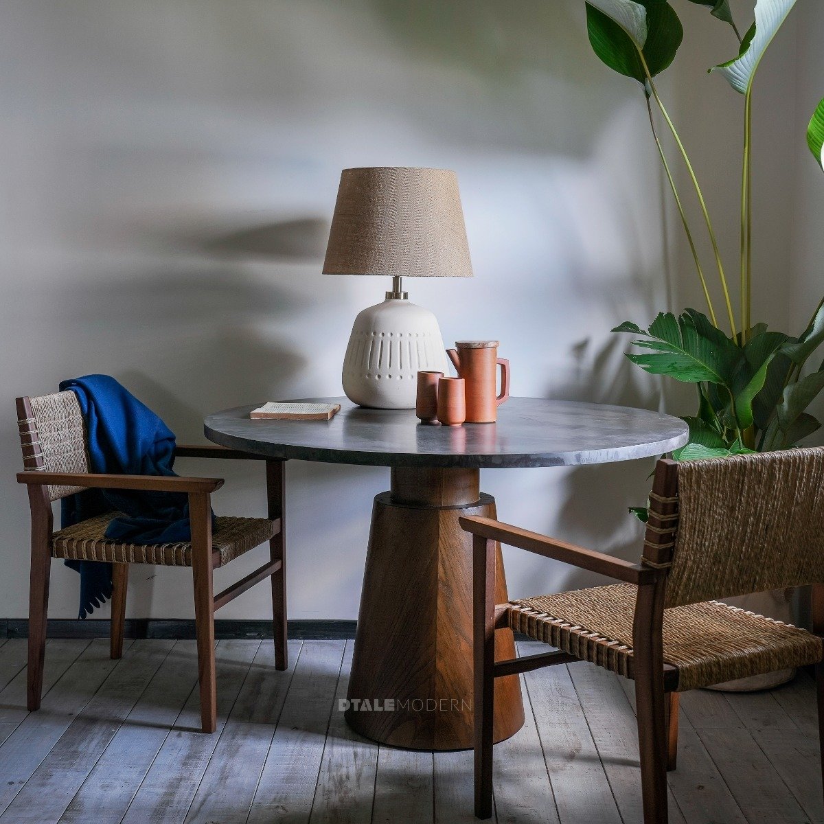 Buy Petra Round Cement Finish Table Online in India Dtale Modern