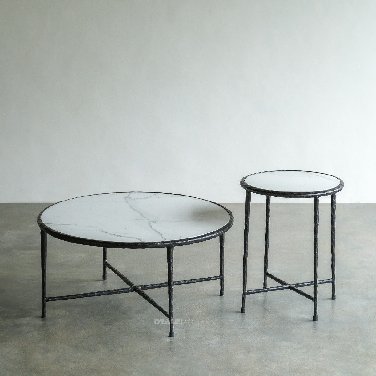 Marble Top Iron and Tole Coffee Table