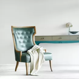 Orson Winged Highback Chair - Pelle Sage