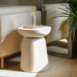 Cole Cemento End Table - White