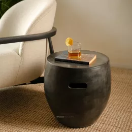 Rowan Cemento Stool | End Table (Black)