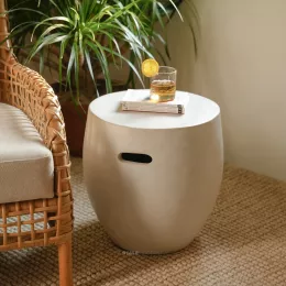 Rowan Cemento Stool | End Table (White)
