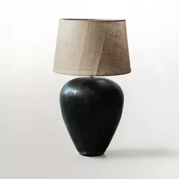 Mrinal-Mudka Terracotta Table Lamp - Black (L)