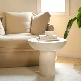 Vega Cemento End Table - White