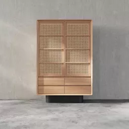 Voss Rattan Multifunctional Storage Cabinet - Golden Teak