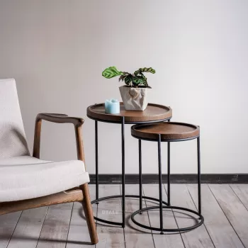 Kobbler Leather Round End Table (Set of 2)