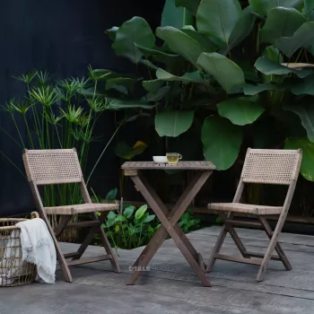 Zenith Foldable 2 Seat Outdoor Set (1 Table & 2 Chairs) - Walnut