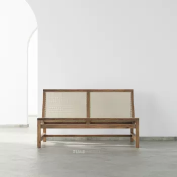 Vindus Rattan Loveseat-Golden Teak