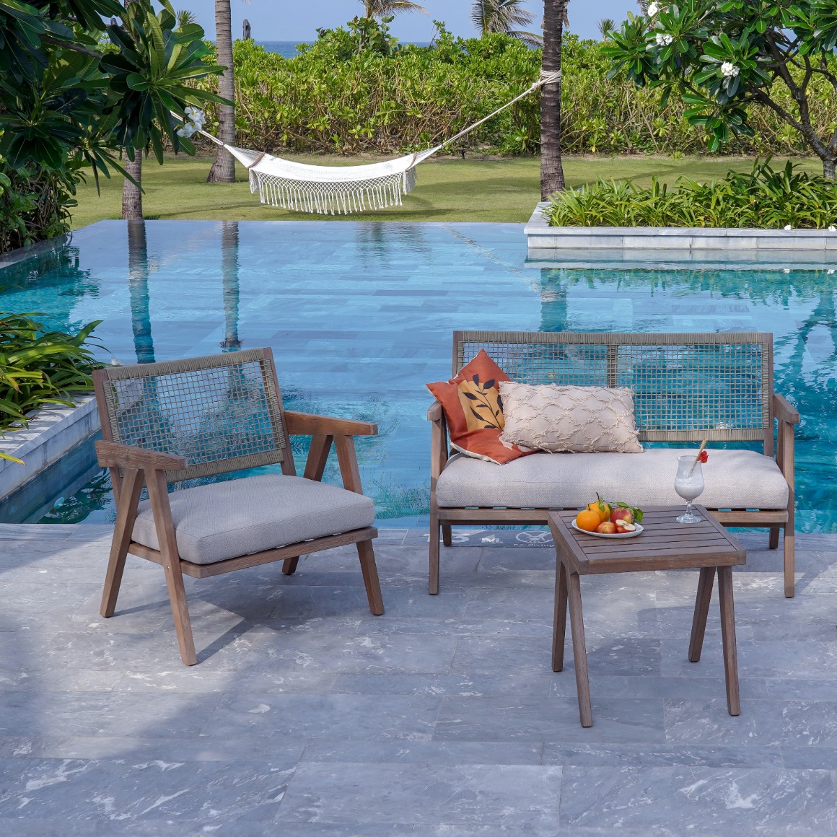 Acapulco Chair Acapulco Gray Lounge Loveseat, Indoor/Outdoor Sofa